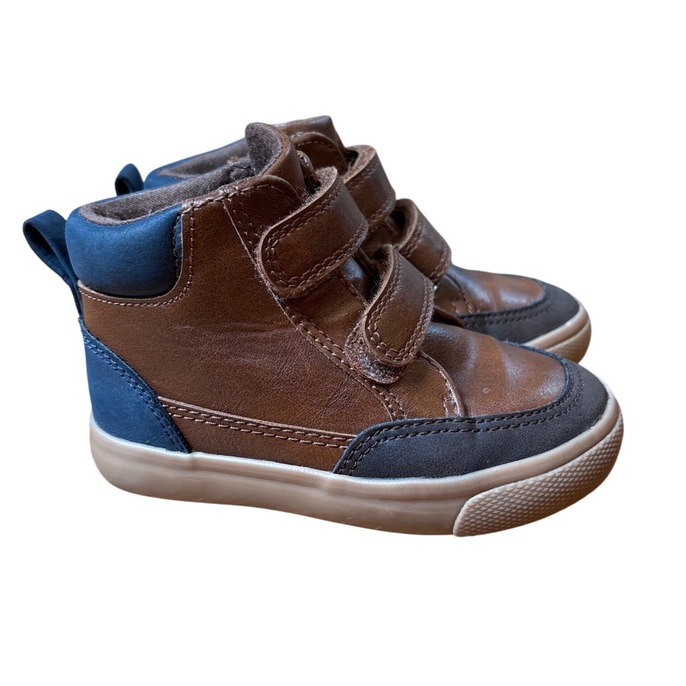 Cat & Jack High Top Sneakers Kids‎ Brown Velcro Straps SIZE 6
